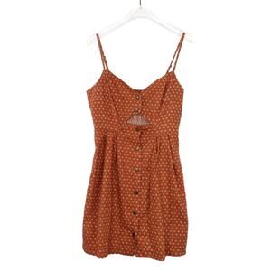Urban Outfitters Burnt Orange Polka Dot Cut Out Button Down Mini Dress Small